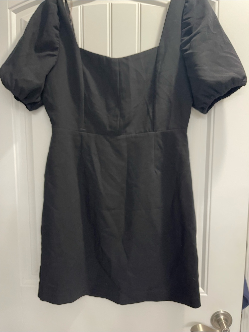 Versona Women's Dress Puff Sleeve Smocked Open Back Size 12 Black